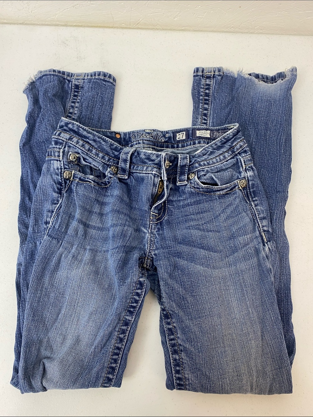 Miss Me Women's Boot Cut Jeans in Faded Blue Denim